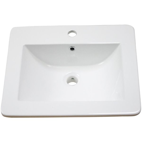 American Imaginations Vee 21-in White Fire Clay Single Sink Bathroom Vanity Top