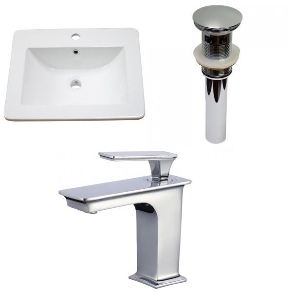 American Imaginations Vee 21in White Fire Clay Single Sink Bathroom