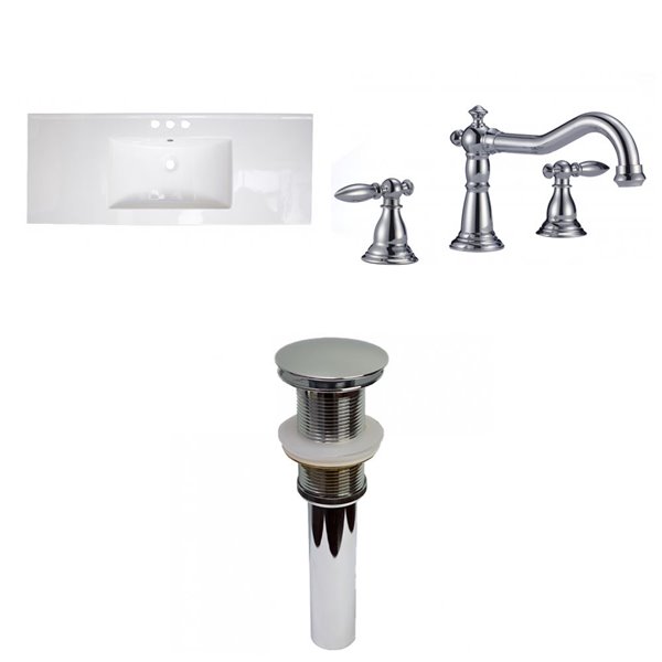 American Imaginations Flair 48.75-in White Fire Clay Single Sink Bathroom Vanity Top Set with Faucet