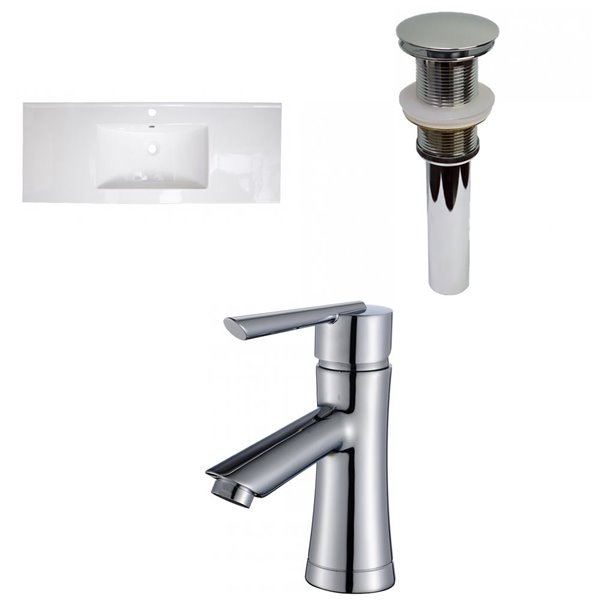 American Imaginations Roxy 48-in White Ceramic Single Sink Rectangular Bathroom Vanity Top