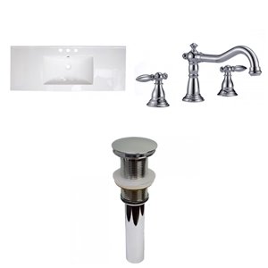 American Imaginations Roxy 48-in White Fire Clay Single Sink Bathroom Vanity Top - Widespread Faucet Included