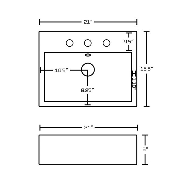 American Imaginations White Ceramic Vessel Rectangular Bathroom Sink with Faucet, Overflow and Drain Included (16.5-in x 21-in)