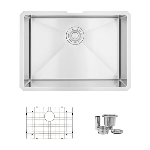 Stylish 25-in Single Bowl Undermount Stainless Steel Kitchen Sink