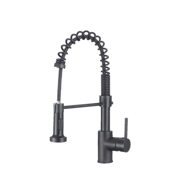 Stylish Milano Matte Black 1-Handle Deck Mount High-Arc Handle/Lever Kitchen Faucet