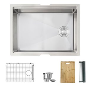 Stylish 25-in Undermount Single Bowl Workstation Kitchen Sink