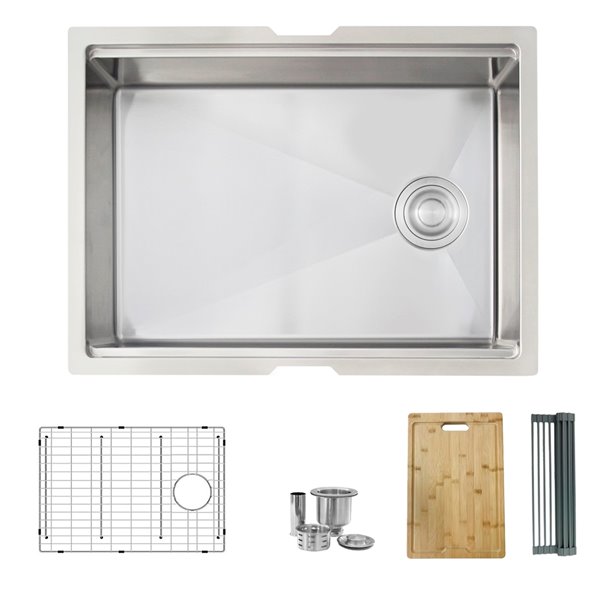 Évier de cuisine simple sous plan Versa de Stylish avec station de travail, 25 po x 19 po