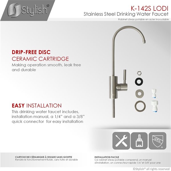 Stylish Lodi Single Handle Brushed Stainless Steel Cold Water Tap Faucet
