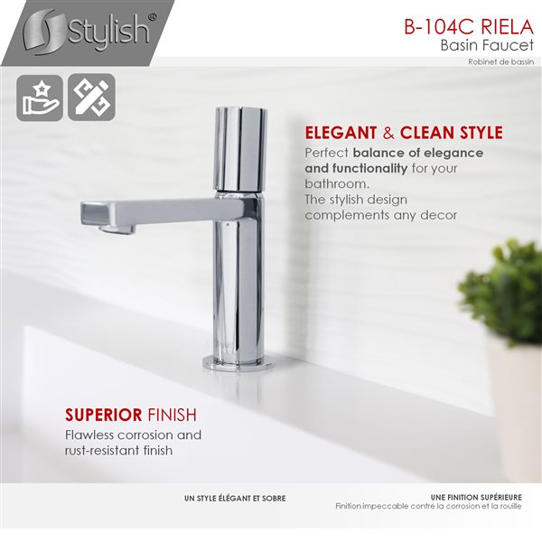 Stylish Single Handle Modern Bathroom Faucet Basin Sink Faucet in Polished  Chrome Finish