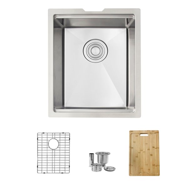 Évier de cuisine simple sous plan Versa de Stylish avec station de travail, 15 po x 19 po