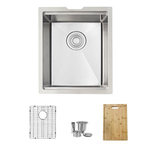 Évier de cuisine simple sous plan Versa de Stylish avec station de travail, 15 po x 19 po