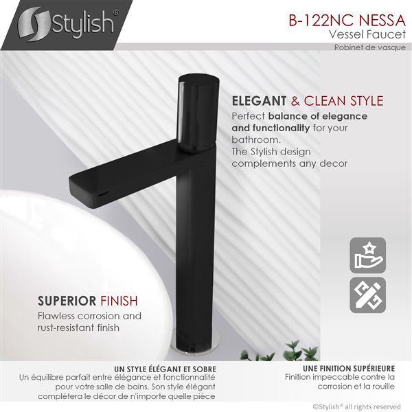 Stylish Single Hole Single-Handle Vessel Bathroom Faucet in Matte Black