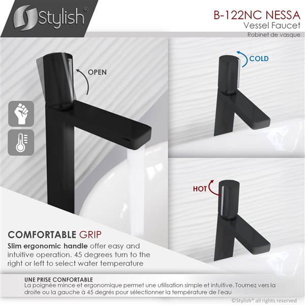 Stylish Single Hole Single-Handle Vessel Bathroom Faucet in Matte Black