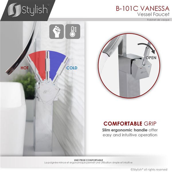 Stylish Modern Single Handle Bathroom Faucet in Polished Chrome