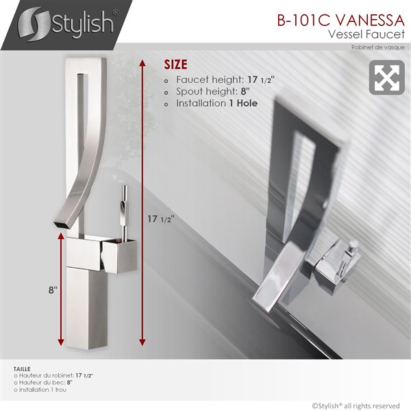 Stylish Modern Single Handle Bathroom Faucet in Polished Chrome