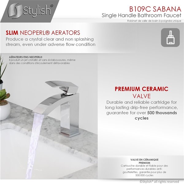 Stylish Modern Single Handle Polished Chrome Bathroom Faucet