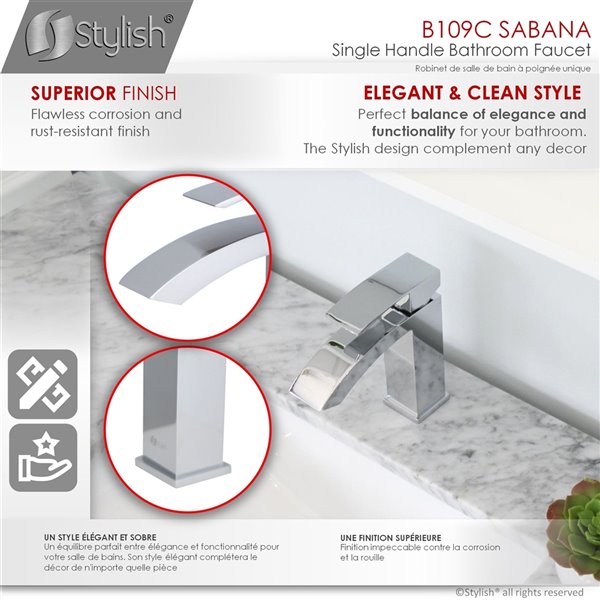 Stylish Modern Single Handle Polished Chrome Bathroom Faucet