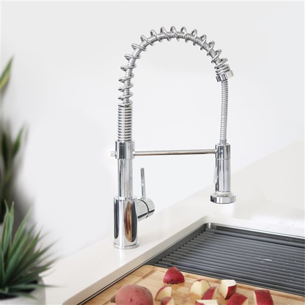 Stylish Milano Chrome 1-Handle Deck Mount High-Arc Handle/Lever Kitchen Faucet