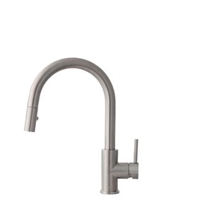 Stylish Modena Stainless Steel 1-Handle Deck Mount High-Arc Handle/Lever Kitchen Faucet