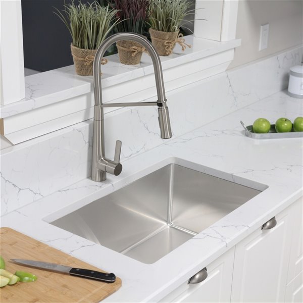 Stylish 31-in Single Bowl Dual-Mount Stainless Steel Kitchen Sink