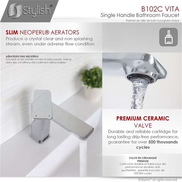 Stylish Single Handle Bathroom Faucet Polished Chrome