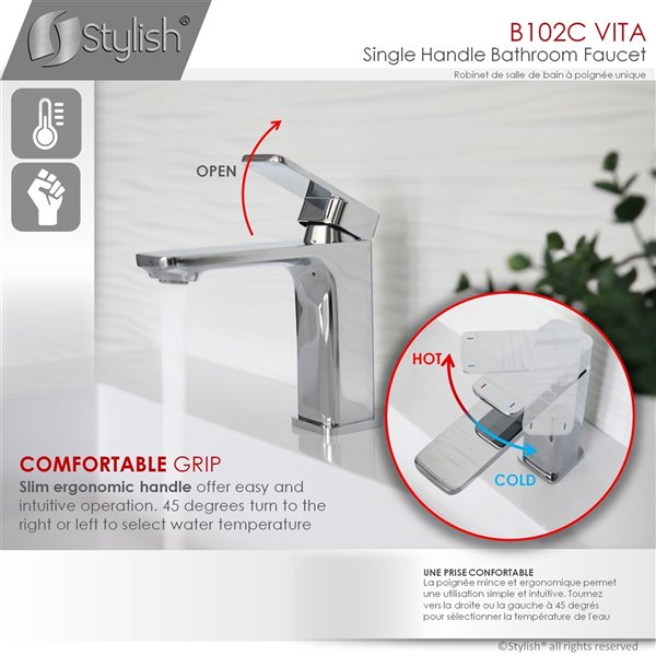 Stylish Single Handle Bathroom Faucet Polished Chrome