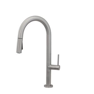 Stylish Catiana Brushed Nickel 1-Handle Deck Mount High-Arc Handle/Lever Kitchen Faucet