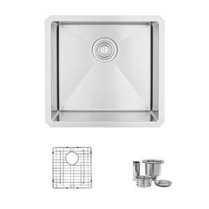 Stylish 19-in Single Bowl Undermount Stainless Steel Kitchen Sink Laundry