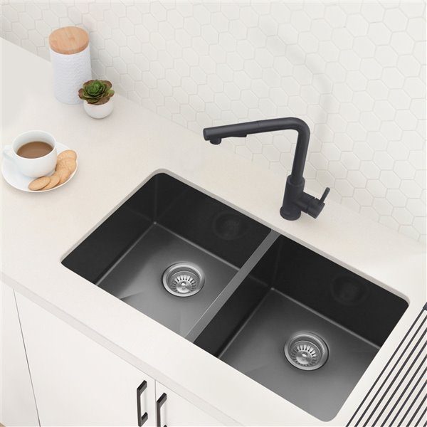 Stylish Venezia Matte Black 1-Handle Deck Mount High-Arc Handle/Lever Kitchen Faucet