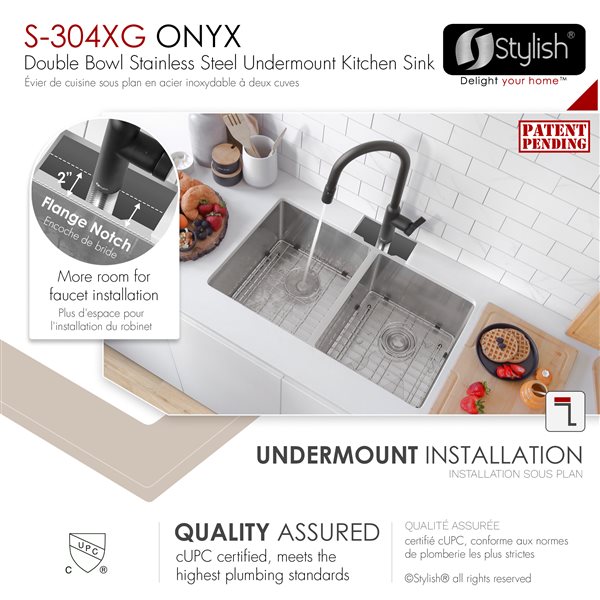 Stylish 30-in Double Bowl Undermount Stainless Steel Kitchen Sink