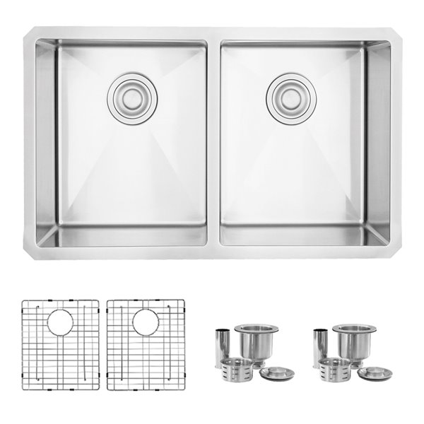 Image of Stylish | 30-In Double Bowl Undermount Stainless Steel Kitchen Sink | Rona