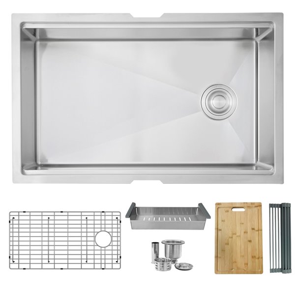 Évier de cuisine simple sous plan Versa de Stylish avec station de travail, 30 po x 19 po