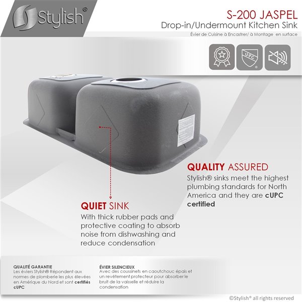 Stylish 32-in Dual Mount Double Bowl Stainless Steel Kitchen Sink