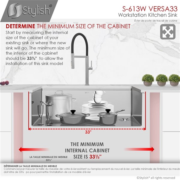 Stylish Versa 33-in x 19-in Stainless Steel Undermount Single Bowl Workstation Kitchen Sink