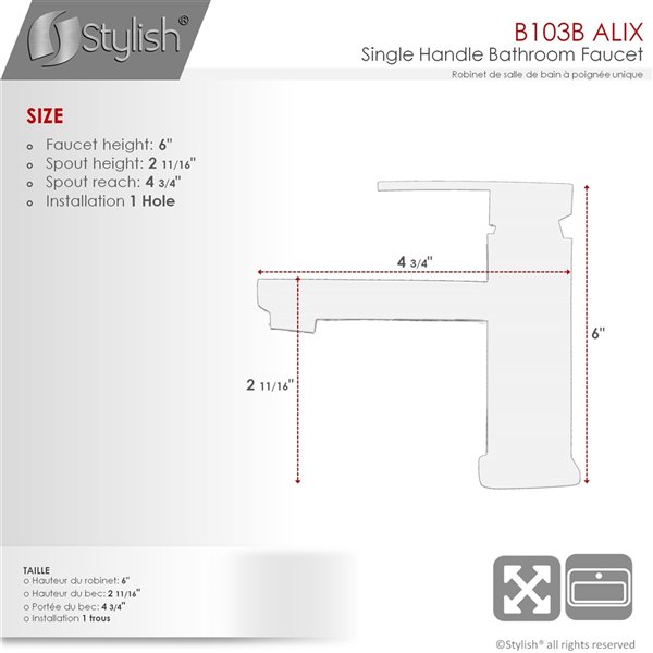 Stylish Single Hole Bathroom Faucet Brused Nickel