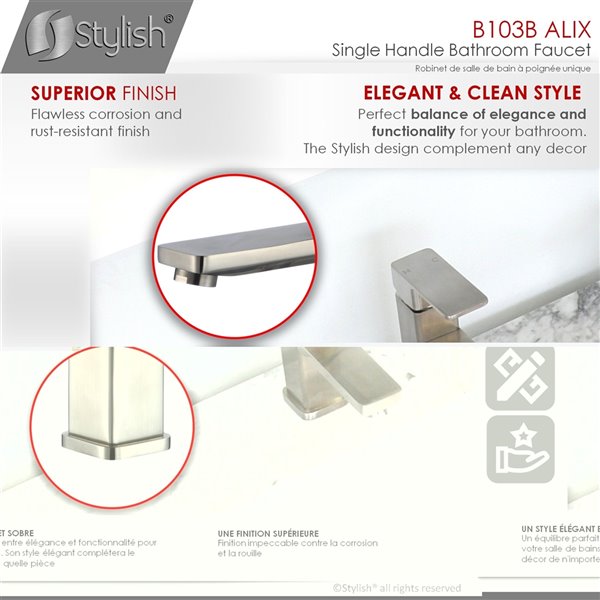 Stylish Single Hole Bathroom Faucet Brused Nickel