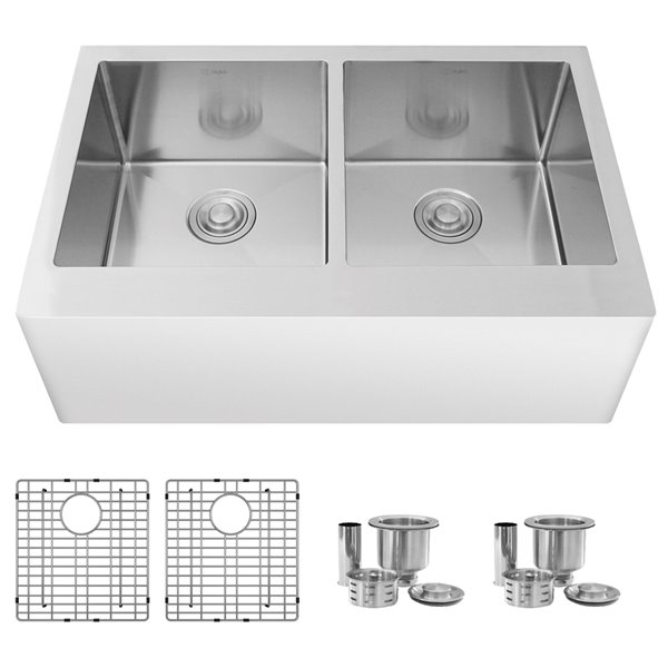 Stylish 33 In Farmhouse Double Bowl Stainless Steel Apron Kitchen Sink   330837926 MainImage 001 L 