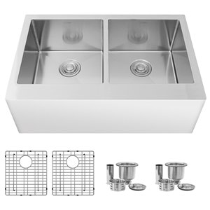 Évier de cuisine double sous plan Styluxe Lapis de Stylish, 33 po x 20 po, nickel brossé