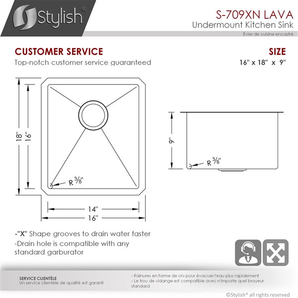 Stylish 16 inch Graphite Black Single Bowl Undermount Stainless Steel Bar Sink with Grid and Basket Strainer