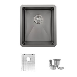 Évier de cuisine simple sous plan Bright Lava de Stylish, 16 po x 18 po, noir perlé