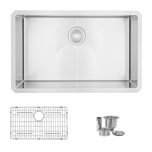 Image of Stylish | Styluxe Agate 30-In X 18-In Single Bowl Undermount Stainless Steel Kitchen Sink | Rona
