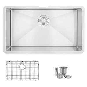 Stylish Styluxe Agate 30-in x 18-in Single Bowl Undermount Stainless Steel Kitchen Sink