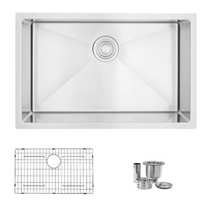 Évier de cuisine simple à encastrer/sous plan Styluxe Emerald de Stylish en acier inoxydable 28 po x 18 po