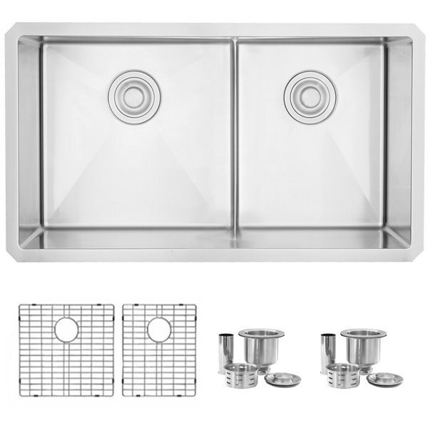 Évier de cuisine double décalé sous plan Styluxe Roomy de Stylish, 32 po x 18 po