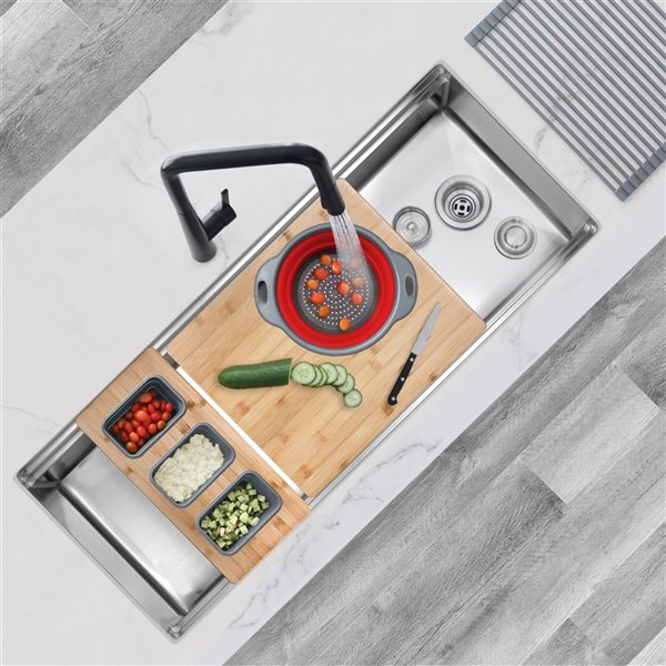 Stylish 45-in Undermount Single Bowl Workstation  Kitchen Sink