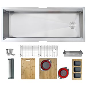 Évier de cuisine simple sous plan Versa de Stylish avec station de travail, 45 po x 19 po