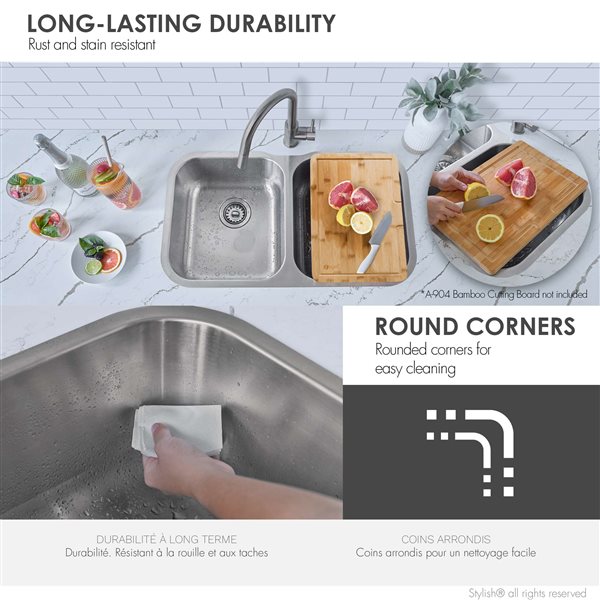 Stylish 31.25-in Double Bowl Dual-Mount Stainless Steel Kitchen Sink