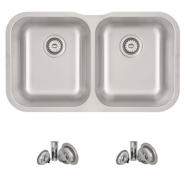 Stylish 31.25-in Double Bowl Dual-Mount Stainless Steel Kitchen Sink