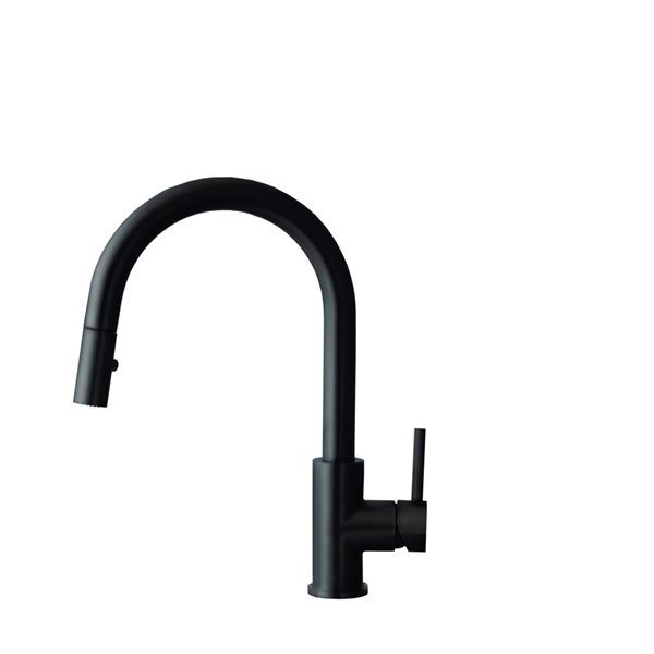 Stylish Modena Matte Black 1-Handle Deck Mount High-Arc Handle/Lever Kitchen Faucet