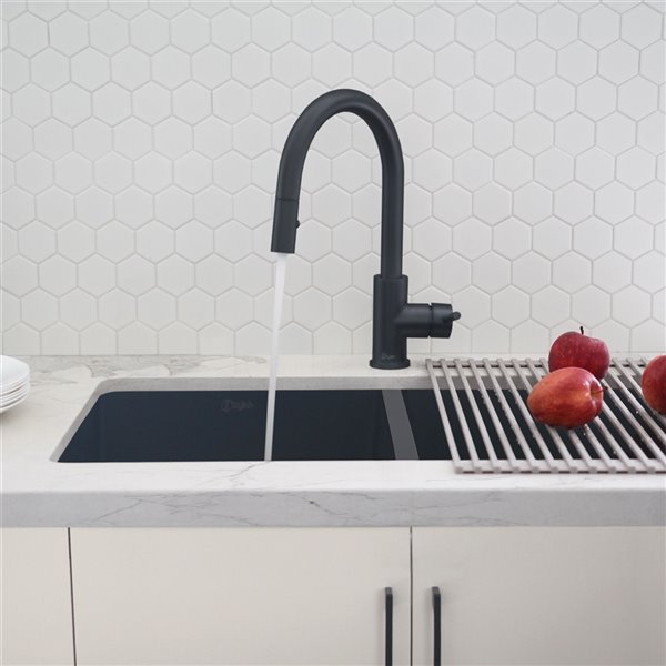 Stylish Modena Matte Black 1-Handle Deck Mount High-Arc Handle/Lever Kitchen Faucet