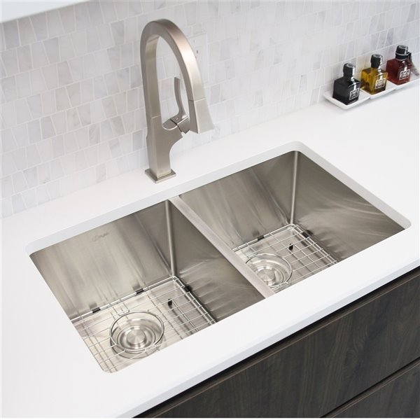 Stylish 30-in Double Bowl Undermount and Drop-in Stainless Steel ...
